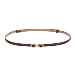 Women's Thin Leather Belt 1cm Gold Oval Snap Buckle Minimalist Business Belt for Suits Dresses Office Wear