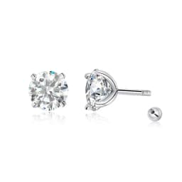 Smyoue 18k Plated 0.2-2ct Moissanite Stud Earrings for Women Solid 925 Sterling Silver Lab Diamond Screw Back Ear Stud Jewelry