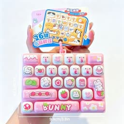 *Candy Color Keycap Keychain Cute Cartoon 26-key Aecompression Keyboard Toy Keyrings Fidgets Keycap Clicker Bag Pendant 키캡