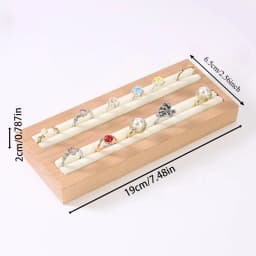 Walnut and Beech Wood Ring Display Tray, Fashionable High-end Accessory Display Stand Holder, Black Beige Ring Storage Rack