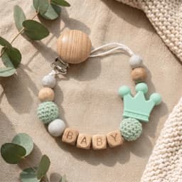 2026 Personalized Baby Pacifier Clip Custom Name Wooden Dummy Chain Silicone Teether Holder BPA Free Baby Shower Gift