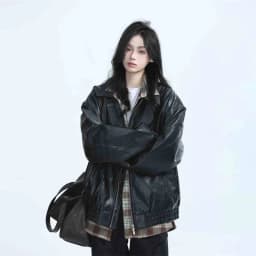 2026 New Brown Locomotive PU Leather Jacket For Women Autumn American Retro Loose Jacket Trend Brown Leather Jacke Women Trend