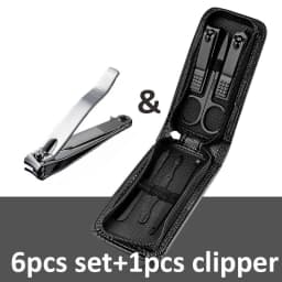 Ouriner 6-18Pcs Portable Manicure Sets Pedicure Kits Bright Black Nail Clipper Set Personal Care Tools Eyebrow Scissors
