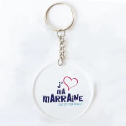 Best Godmother In World Print Keychain Circle Monogram Acrylic Keyring Fashion Key Chain Festive Birthday Gifts for Marraine