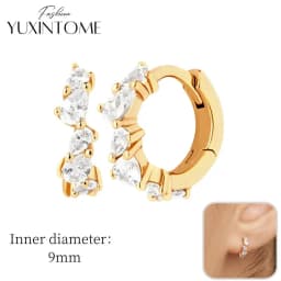 925 Sterling Silver Ear Needle Hoop Earrings Crystal Circle Small Huggie Earrings for Women Simple Females Girls Jewelry