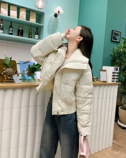 Winter Patchwork Parkas for Women Winter Warm Large Lapel Crop Coats Y2K Korean Sweet Preppy Loose Puffer Outerwear Mujer