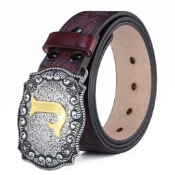 Western Belt Men Genuine Leather Belts for Men Women Cowboy Cowgirl Big Letters Buckle Gold Male Belts Long Black Brown Quality