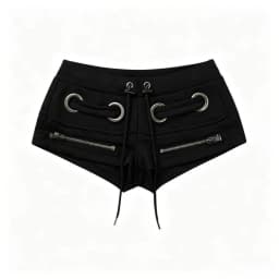 Retro Spice Girl Style Grey Zipper Drawstring Shorts Design Sense Low Waist Hip Wrap A Word Super Shorts
