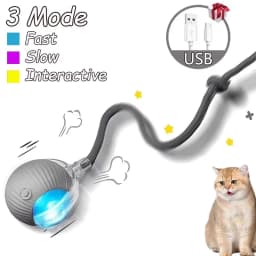 Dog Cat Interactive Ball Toy Automatic Rolling Ball Faux Tail Rechargeable Smart Pet Electric Toy Dog Cat Training Imitate Mouse