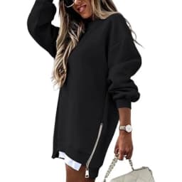 Style Pullover Hoodie Regular Fit Commute Style with Round Neck Asymmetrical No Hood Standard Length Single Women Sweatshirt