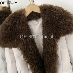 OFTBUY Female New Winter 90 Duck Down Jacket Women Real Lamb Fur Coat Short Warm Natural Fur Clothing Fashion Puffer Outerwear