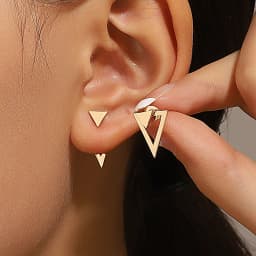 Retro Minimalist Geometric Square Detachable Triangles Stainless steel Stud Earrings for Women Fashion Jewelry Accessories Party