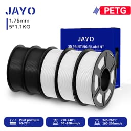 JAYO 3D PETG/PLA/PLA+ Filament 1.75mm +/-0.02mm PLA Filament 5 Rolls For Bambu FDM 3D Printer Neatly Wound 3D Printing Material