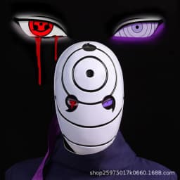 Naruto Anime Helmet mask eyes shining Cosplay Uchiha Obito Shine Mask Akatsuki Sharingan Cartoon Shine Highly Imitative toy Mask