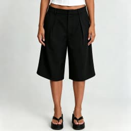 Lamuusaa Women Bermuda Shorts y2k Clothes Solid Color High Waist Knee Length Shorts with Pockets 2000s Clothing Streetwear