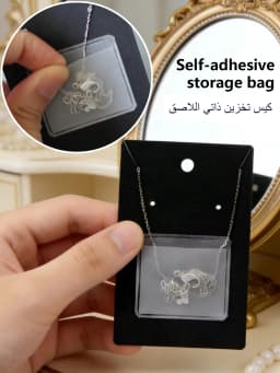 100pcs Self-Adhesive Necklace Chain Pockets, PVC Clear Pocket for DIY Jewelry Display Loose Chain Storage Necklace Supplies
