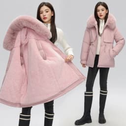 Winter Coat New Women's Thick Cotton Jacket Women's Medium Long Korean Version Fur Collar Coat Female Warm Parka Overcoat