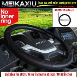 Adjustable Carbon Fiber PU Leather Steering Wheel Cover for Truck Van Bus - Multiple Sizes 40cm/42cm/45cm/47cm/50cm - Automotive