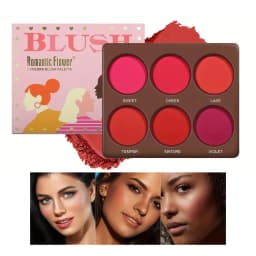 6 Colors Waterproof Matte Blush Palette, Buildable Long-Lasting Coverage, Natural Finish Lightweight & Breathable Face Makeup