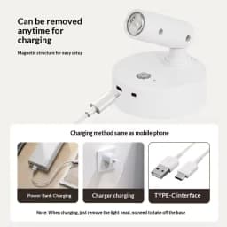 LED light magnetic USB Rechargeable Wall Light Spotlight Motion Sensor Led Reading Light With Touch Switch Dimmable Bedside Lamp
