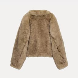 Artificial Fur Effect Short Coat Women's Autumn 2025 New Style V-Neck Long Sleeve Standard Fit Jacket by Zadata for Daily Use