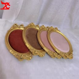 Vintage Photo Frame Shaped Jewelry Display Tray with Gold Border 38*25Cm Large Size Colored Velvet Ring Earring Storage Props