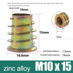 10-100Pcs M4 M5 M6 M8 M10 Zinc Alloy Thread for Wood Insert Nut Flanged Hex Drive Head Furniture Nuts Selection Length 6-30mm