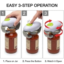 Electric Jar Opener Automatic Hands-Free Glass Lid Opener Kitchen Gadget for Arthritis and Weak Hands