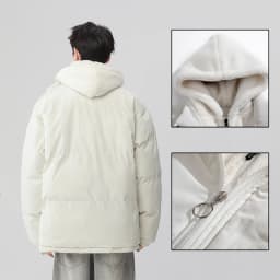 Man Winter Jacket Loose-fit Thickened Warm Cotton Coat Fleece Hood Men Trendy Cotton Padded Jacket Fake Two-piece Pink Couple