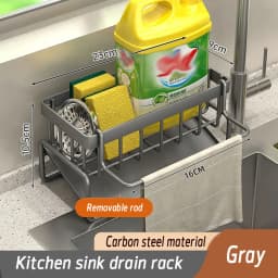 Kitchen Sponge Holder Stainless Steel Sink Drain Rack Soap Drainer Towel Rack Shelf Organizer Bathroom Storage Accessories