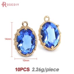 10PCS 18K Gold Color Oval Shape Charms Pendants Necklace Earrings High Quality Diy Jewelry Accessories Rosediy Official Store