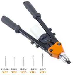 New 14" Manual Rivet Gun Kit Professional Pull Gun with 250pcs Rivets & 5 Nosepieces Labor-saving Cordless Home Rivet Nut Tool