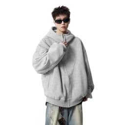 American Deconstruction Hooded Jacket Men's Winter Splicing Sweater High Street Velvet Couple Hoodie