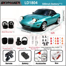 LDRC Upgraded LD1804 1:18 MX-5 RWD RC Drift Car Gyro Stabilization LED Headlight Funny Tongue 2.4G Remote Control Toy Car Gift