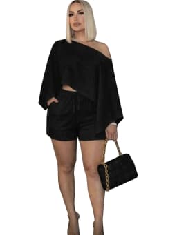 Shorts Set Elegant Beachwear Sexy Chic Design Breathable Off-Shoulder Crop Top with Wrap Shorts Set 2 Piece Sets Women Outfit
