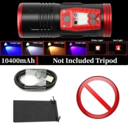 Powerful Night LED Fishing Flashlight Type-C Rechargeable Blue White Yellow Purple 4 Light Source Camping Handlamp with Bracket