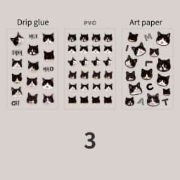 Mr Paper, Cute Cat Head Flat Stickers Cartoon Animal DIY Manual Decoration Stickers Kawaii Stationery Stickers for Phone Case