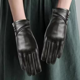 Elegant Women PU Leather Windproof Touchscreen Gloves With Soft Fleece Lining Warmth Cycling Gloves Anti-slip Design for Outdoor