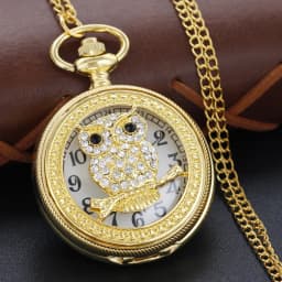 New Gold Luxury Ruby Pocket Watch Necklace Digital Pendant Chain Clock Fashion Sculpture Women's Men's Gift