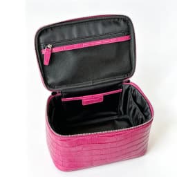 Crocodile Pattern Cowhide Cosmetic Bag Rose Red Light Luxury Genuine Leather Women Travel Portable Toiletry Storageanity Case