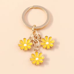 Cute Enamel Keychain Colorful Sakura Flower Key Ring Sweet Key Chains for Women Girls Handbag Accessories DIY Jewelry Gifts