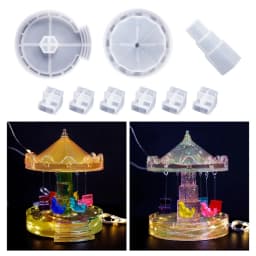 DIY Resin Mold 3D Carousel Horse Rotating Music Box Silicone Resin Epoxy Casting Mould Jewelry Box for DIY Craft Home Ornament