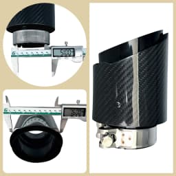 1 Pcs Universal Car Carbon Fibre Tail Throat Stainless Steel Bright Black Twill Glossy Muffler Exhaust Nozzle Tip