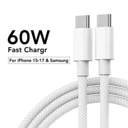 60W Fast Charging Nylon Braided USB-C to Type C Color Cable PD For iPhone 13 14 Pro Max 11 12 XR XS Max Plus Samsung Data Sync