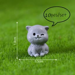 10PCS Dog Squirrel Fox Rabbit Sheep Duck Pig Cat Horse Frog Turtle Snake Koala Figurine Miniature Fairy Garden Decor Accessories