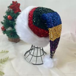Splicing Christmas Santa Hat Xmas Long Plush Holiday Red Hat For Woman And Man Unisex 2025 New Year Festive Party Supplies Gifts