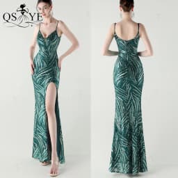 Purple Sequin Evening Dresses Mermaid Spaghetti Straps V Neck Prom Gown Glitter Pattern Sequin Lace Elegant Long Formal Dress