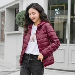 2026 Winter Women's Light Down Hooded Jacket,Red Blue Khaki Green Available,European Size S-XXL,Women Coats