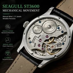 Custom Logo Mechanical Watch 42mm Seagull ST3600 Hand Wind Sapphire Crystal Green Mother of Pearl Dial Gift Men
