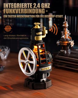 ROKR 3D Puzzle Toys - Steam Engine Mechanical Model Building Kit with Lights & Motion for Desk Decor DIY Toys for Adults & STEM Enthusiasts Birthday Gift
